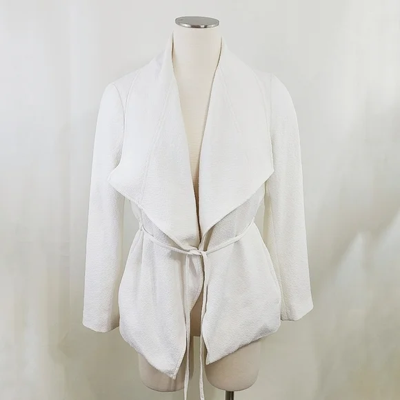 Club Monaco Cadee jacket white textured shawl collar open front size small - Picture 4 of 7